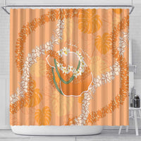 Hawaii Lanai Island Flowers Lei Shower Curtain Orange Kaunaoa Mix Maile LT7 - Polynesian Pride