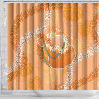 Hawaii Lanai Island Flowers Lei Shower Curtain Orange Kaunaoa Mix Maile LT7 - Polynesian Pride