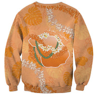 Hawaii Lanai Island Flowers Lei Sweatshirt Orange Kaunaoa Mix Maile LT7 - Polynesian Pride