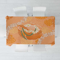 Hawaii Lanai Island Flowers Lei Tablecloth Orange Kaunaoa Mix Maile LT7 Orange - Polynesian Pride