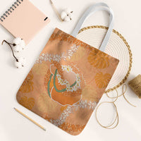 Hawaii Lanai Island Flowers Lei Tote Bag Orange Kaunaoa Mix Maile LT7 White Strap One Size Orange - Polynesian Pride