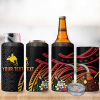 Personalized Milne Bay 4 in 1 Can Cooler Tumbler PNG Lime Pot with Oro Tapa LT7 - Polynesian Pride