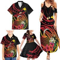 Personalized Milne Bay Family Matching Summer Maxi Dress and Hawaiian Shirt PNG Lime Pot with Oro Tapa