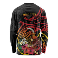 Personalized Milne Bay Long Sleeve Shirt PNG Lime Pot with Oro Tapa LT7 - Polynesian Pride
