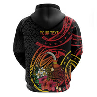 Personalized Milne Bay Zip Hoodie PNG Lime Pot with Oro Tapa LT7 - Polynesian Pride