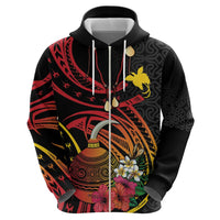 Personalized Milne Bay Zip Hoodie PNG Lime Pot with Oro Tapa LT7 - Polynesian Pride