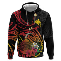 Personalized Milne Bay Zip Hoodie PNG Lime Pot with Oro Tapa LT7 Pullover Hoodie Black - Polynesian Pride