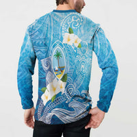 Hafa Adai Guam Chamorro Personalized Button Sweatshirt Ocean Blue Latte Stone with Guasali - Polynesian Pride