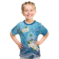 Hafa Adai Guam Chamorro Personalized Kid T Shirt Ocean Blue Latte Stone with Guasali - Polynesian Pride