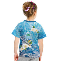 Hafa Adai Guam Chamorro Personalized Kid T Shirt Ocean Blue Latte Stone with Guasali - Polynesian Pride