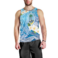 Hafa Adai Guam Chamorro Personalized Men Tank Top Ocean Blue Latte Stone with Guasali - Polynesian Pride
