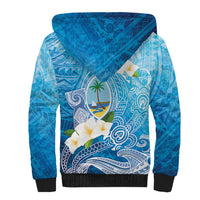 Hafa Adai Guam Chamorro Personalized Sherpa Hoodie Ocean Blue Latte Stone with Guasali LT7 - Polynesian Pride