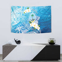 Hafa Adai Guam Chamorro Personalized Tapestry Ocean Blue Latte Stone with Guasali - Polynesian Pride