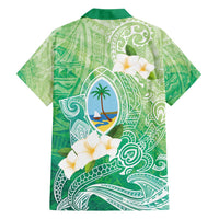 Hafa Adai Guam Chamorro Personalized Family Matching Off Shoulder Maxi Dress and Hawaiian Shirt Summer Green Latte Stone with Guasali - Polynesian Pride