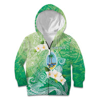 Hafa Adai Guam Chamorro Personalized Kid Hoodie Summer Green Latte Stone with Guasali - Polynesian Pride