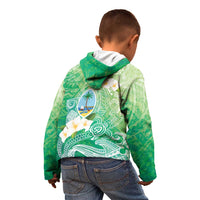 Hafa Adai Guam Chamorro Personalized Kid Hoodie Summer Green Latte Stone with Guasali - Polynesian Pride