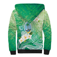 Hafa Adai Guam Chamorro Personalized Sherpa Hoodie Summer Green Latte Stone with Guasali LT7 - Polynesian Pride