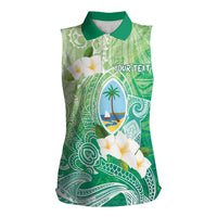 Hafa Adai Guam Chamorro Personalized Women Sleeveless Polo Shirt Summer Green Latte Stone with Guasali - Polynesian Pride