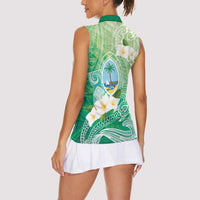Hafa Adai Guam Chamorro Personalized Women Sleeveless Polo Shirt Summer Green Latte Stone with Guasali - Polynesian Pride