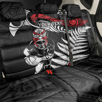 New Zealand Maori Rugby Personalised Back Car Seat Cover Ta Moko Silver Fern