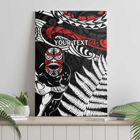 New Zealand Maori Rugby Personalised Canvas Wall Art Ta Moko Silver Fern
