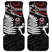 New Zealand Maori Rugby Personalised Car Mats Ta Moko Silver Fern