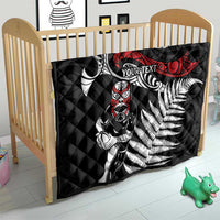 New Zealand Maori Rugby Personalised Quilt Ta Moko Silver Fern