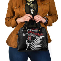 New Zealand Maori Rugby Personalised Shoulder Handbag Ta Moko Silver Fern