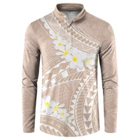 Polynesian Vintage Floral Button Sweatshirt Beige Motifs LT7 Beige - Polynesian Pride