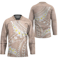 Polynesian Vintage Floral Hockey Jersey Beige Motifs LT7 - Polynesian Pride