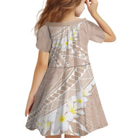 Polynesian Vintage Floral Kid Short Sleeve Dress Beige Motifs - Polynesian Pride