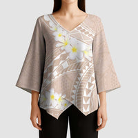 Polynesian Vintage Floral Kimono Sleeve Blouse Beige Motifs LT7 - Polynesian Pride