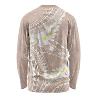 Polynesian Vintage Floral Long Sleeve Shirt Beige Motifs LT7 - Polynesian Pride