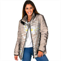 Polynesian Vintage Floral Padded Jacket Beige Motifs LT7 Women Beige - Polynesian Pride