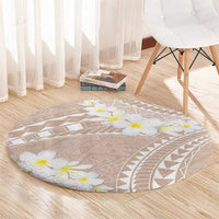 Polynesian Vintage Floral Round Carpet Beige Motifs - Polynesian Pride