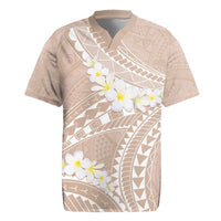 Polynesian Vintage Floral Rugby Jersey Beige Motifs LT7 Beige - Polynesian Pride