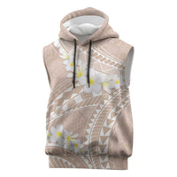 Polynesian Vintage Floral Sleeveless Hoodie Beige Motifs LT7 Beige - Polynesian Pride