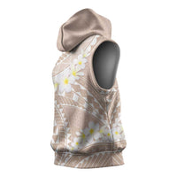 Polynesian Vintage Floral Sleeveless Hoodie Beige Motifs LT7 - Polynesian Pride