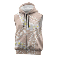 Polynesian Vintage Floral Sleeveless Zip Hoodie Beige Motifs LT7 Beige - Polynesian Pride