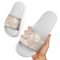 Polynesian Vintage Floral Slide Sandals Beige Motifs - Polynesian Pride