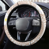 Polynesian Vintage Floral Steering Wheel Cover Beige Motifs LT7 - Polynesian Pride