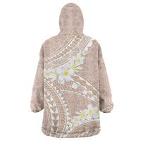 Polynesian Vintage Floral Wearable Blanket Hoodie Beige Motifs LT7 - Polynesian Pride
