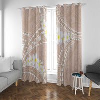 Polynesian Vintage Floral Window Curtain Beige Motifs - Polynesian Pride