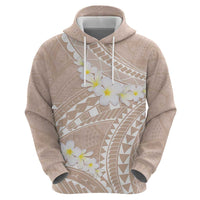 Polynesian Vintage Floral Zip Hoodie Beige Motifs - Polynesian Pride