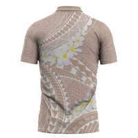 Polynesian Vintage Floral Zipper Polo Shirt Beige Motifs LT7 - Polynesian Pride