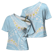 Polynesian Vintage Floral Cross Shoulder Shirt Azure Motifs LT7 - Polynesian Pride