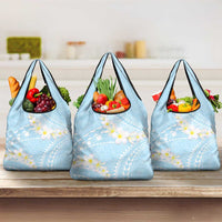 Polynesian Vintage Floral Grocery Bag Azure Motifs LT7 3-pack One Size Azure - Polynesian Pride