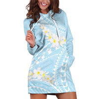 Polynesian Vintage Floral Hoodie Dress Azure Motifs - Polynesian Pride