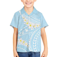 Polynesian Vintage Floral Kid Hawaiian Shirt Azure Motifs - Polynesian Pride
