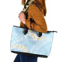 Polynesian Vintage Floral Leather Tote Bag Azure Motifs LT7 Azure - Polynesian Pride